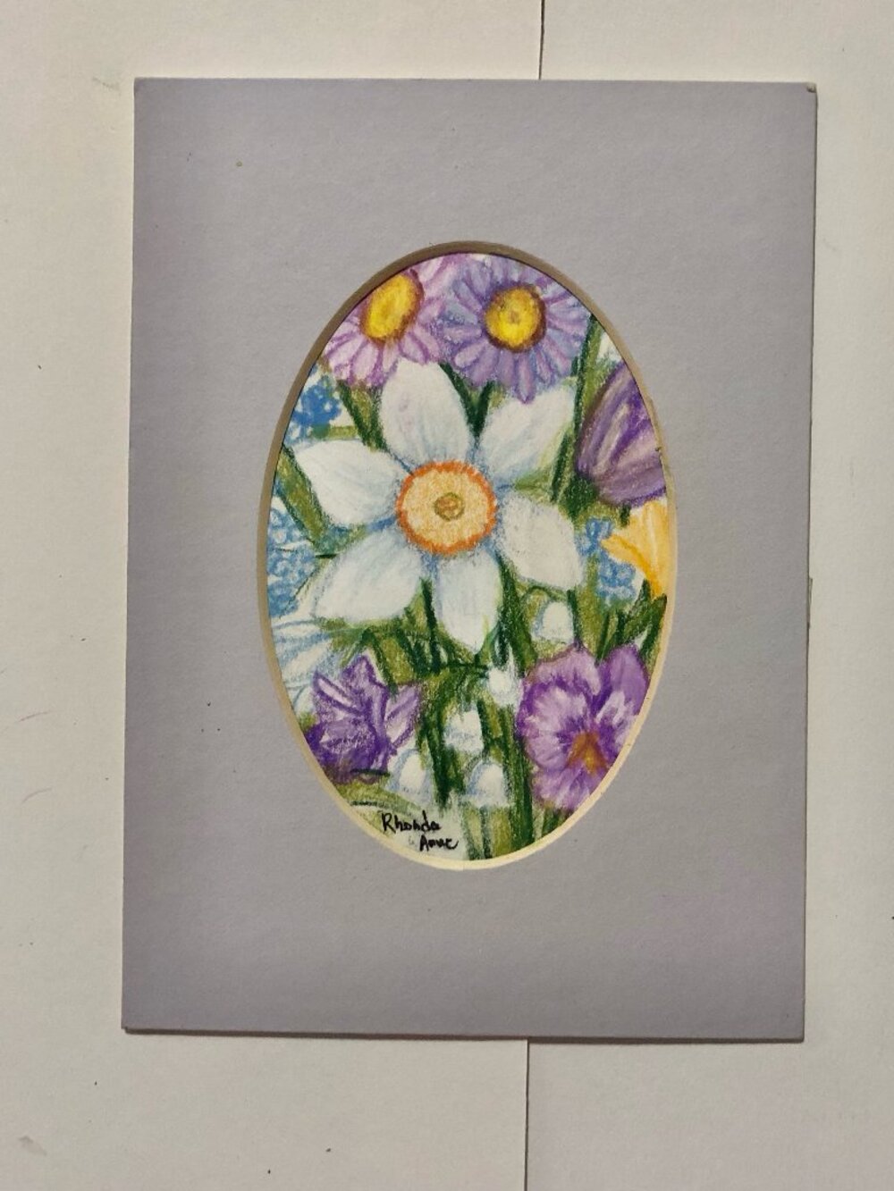 Bouquet of Flowers Pastel Colored Pencil Drawing
